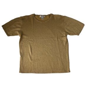 Casual Corner Short Sleeve Gold Top Metallic Size Large